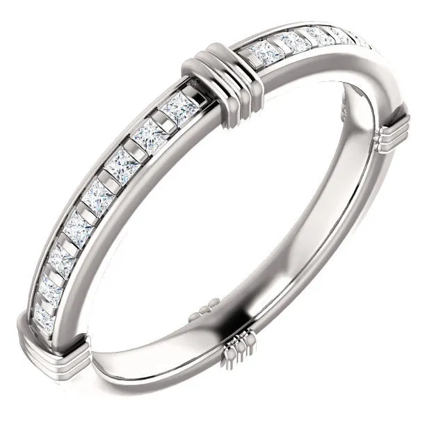 Cubic Zirconia Anniversary Ring, Style 03-94 (Customizable Round or Princess Eternity Band)