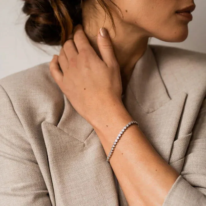 Cubic Zirconia Bezel Tennis Bracelet