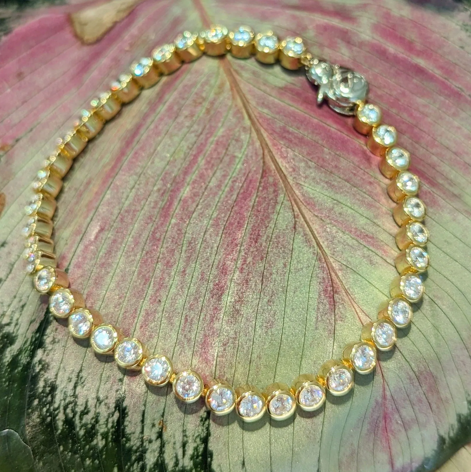 Cubic Zirconia Bezel Tennis Bracelet