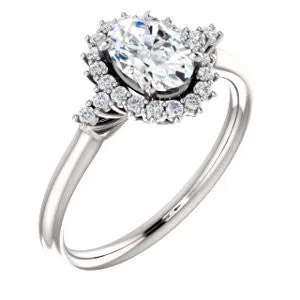 Cubic Zirconia Engagement Ring- The Amy Kiara (Customizable Oval Cut)