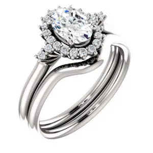 Cubic Zirconia Engagement Ring- The Amy Kiara (Customizable Oval Cut)