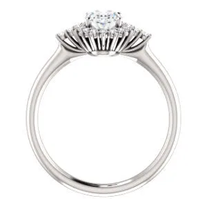 Cubic Zirconia Engagement Ring- The Amy Kiara (Customizable Oval Cut)