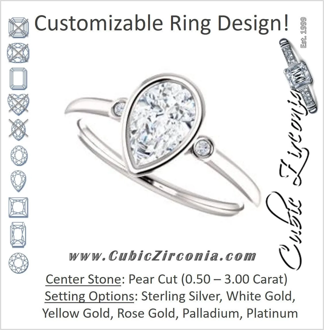 Cubic Zirconia Engagement Ring- The Analise (Customizable Pear Cut)