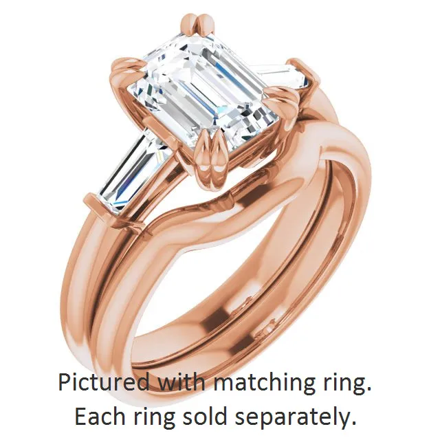 Cubic Zirconia Engagement Ring- The Betyhelena (Customizable 3-stone Radiant Cut Design with Tapered Baguettes)