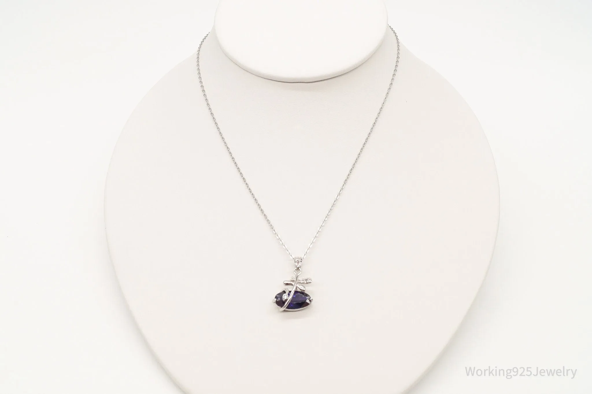 Cubic Zirconia Lab Amethyst Sterling Silver Necklace