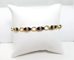 Custom 7 3/8" 14k Yellow Gold Natural Sapphire Diamond Tennis Bracelet