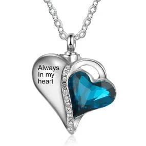 Custom Heart Ashes Necklace personalized with a message