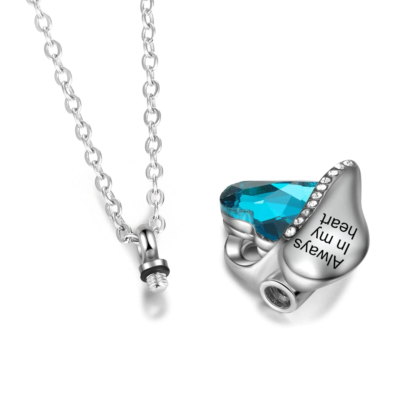 Custom Heart Ashes Necklace personalized with a message