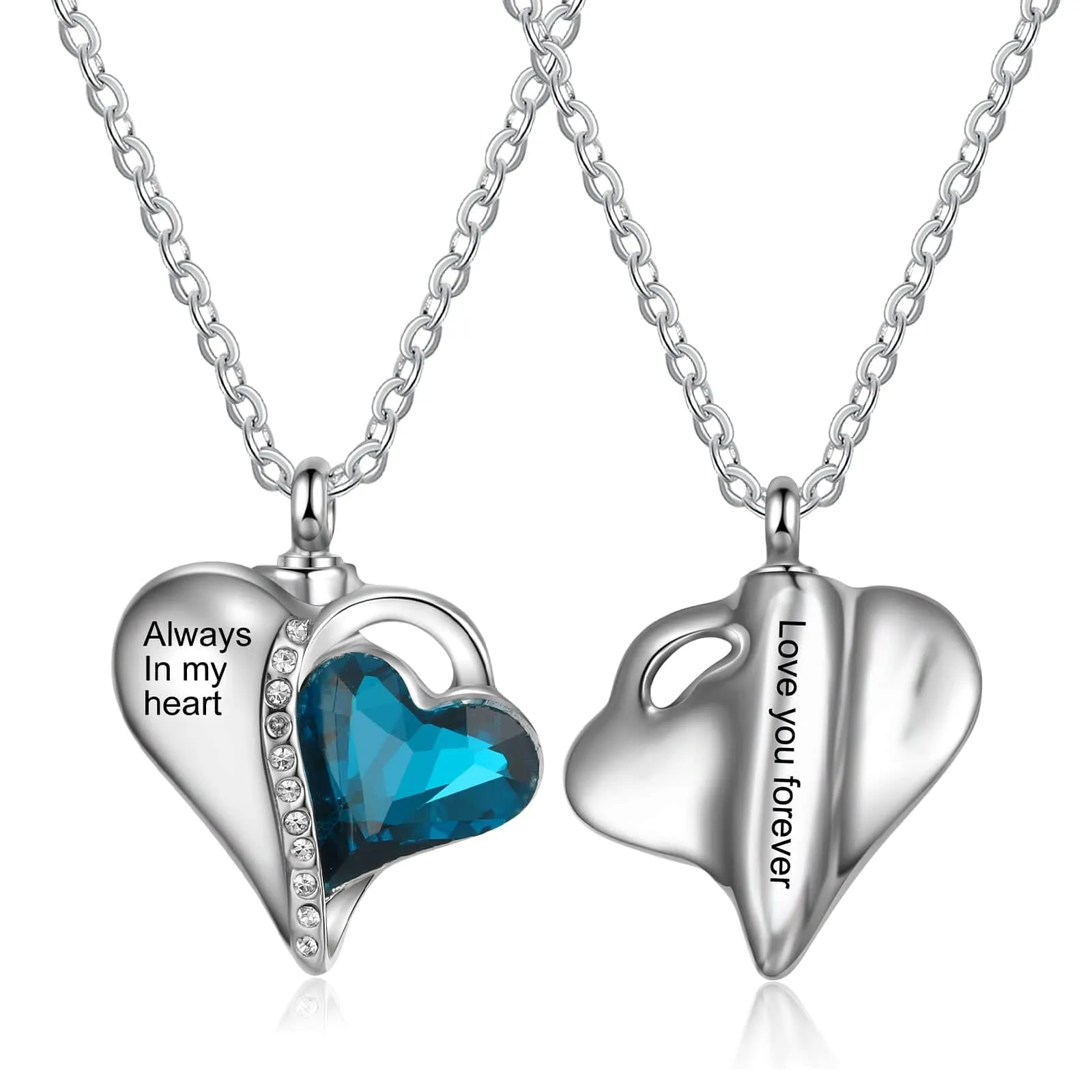 Custom Heart Ashes Necklace personalized with a message