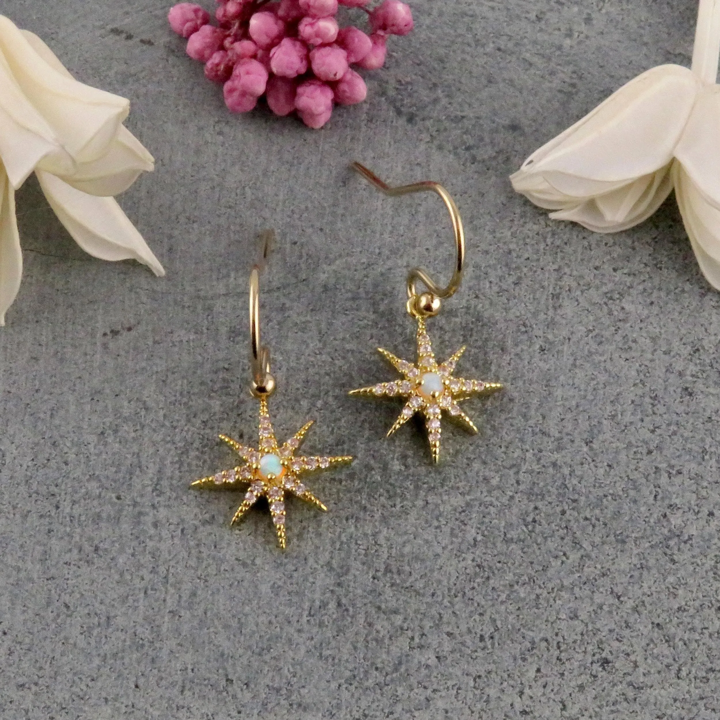 Delicate Opal Starburst Earrings