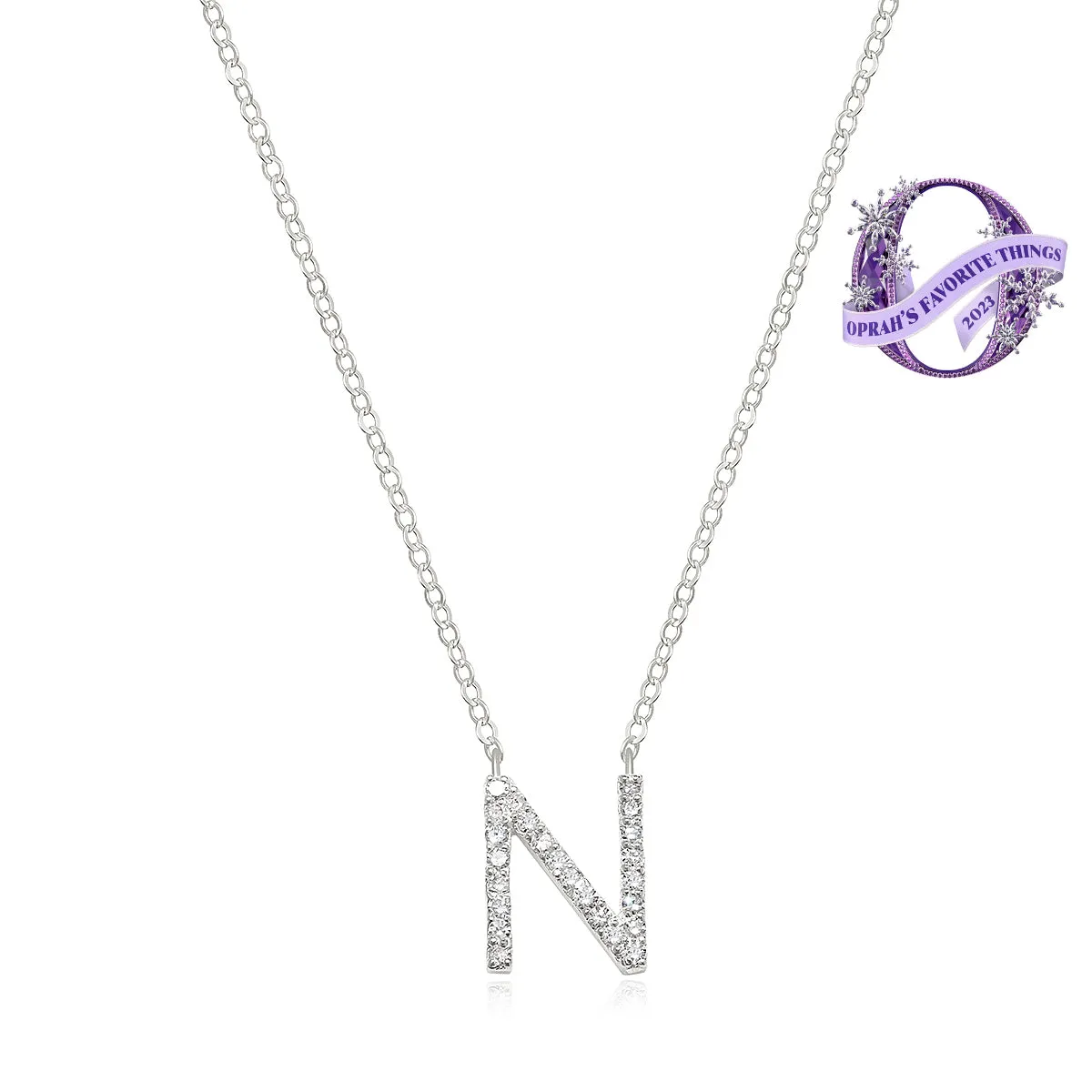 Diamond Initial Necklace-Silver