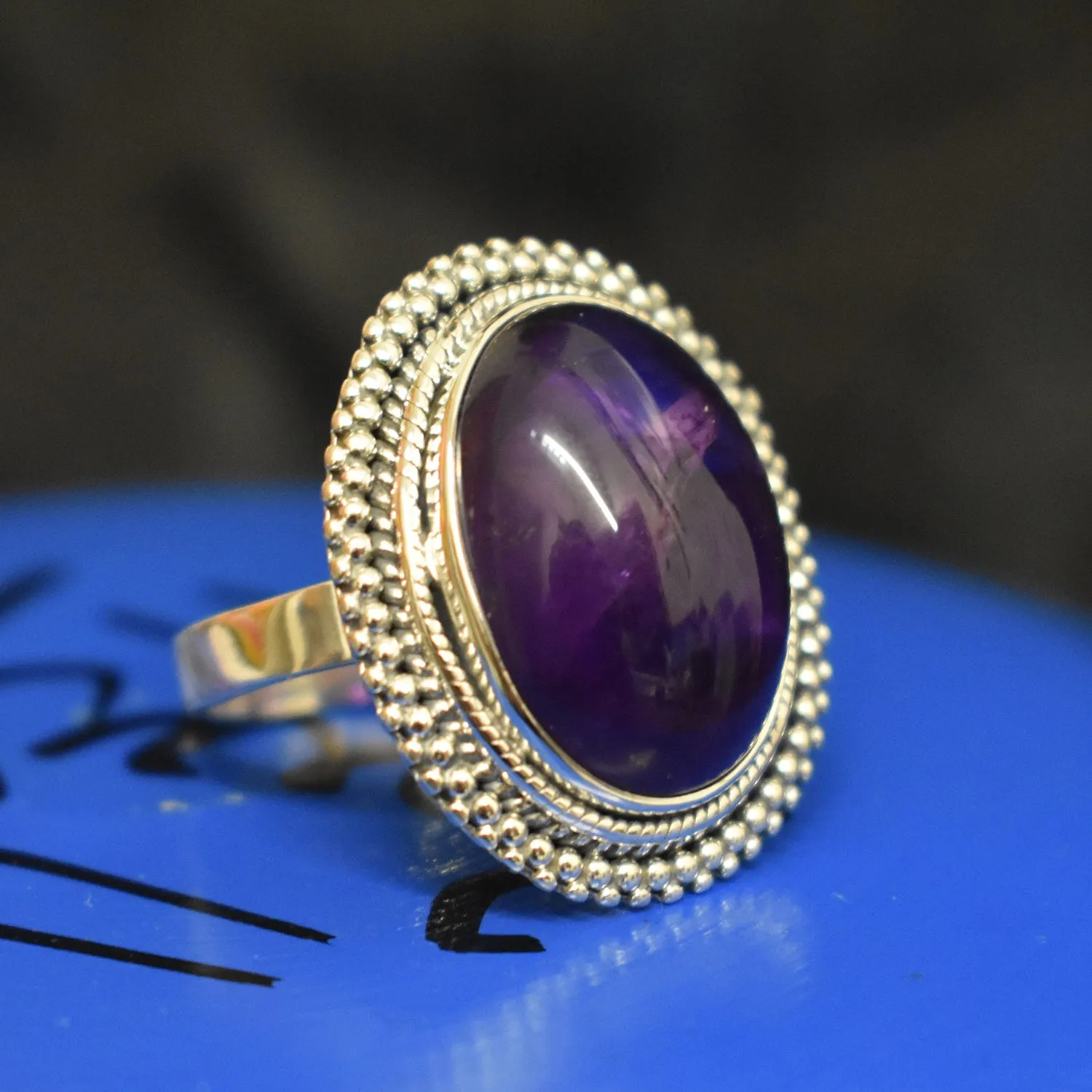 Dotted Amethyst Ring (925) Sterling Silver