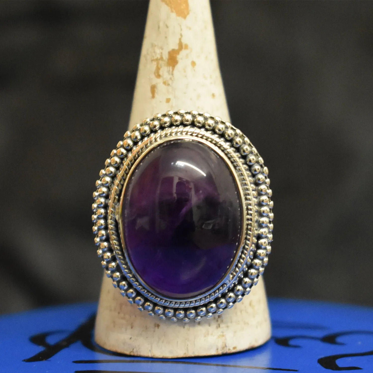 Dotted Amethyst Ring (925) Sterling Silver