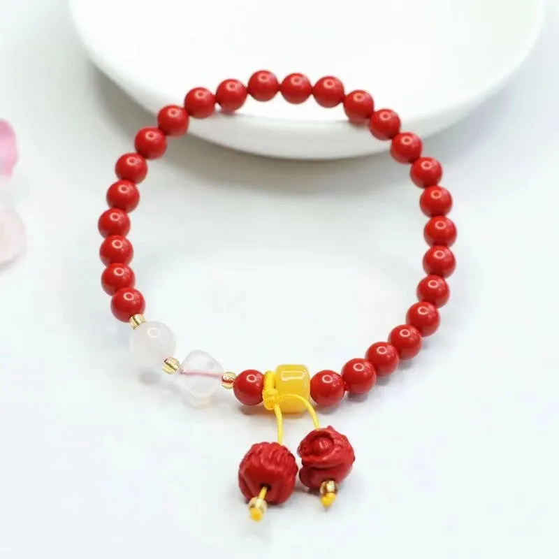 Double Brave Red Sand and Jade Fortune's Favor Sterling Silver Bracelet