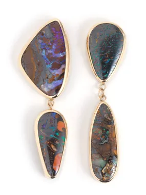 Double drop mismatched boulder opal earrings