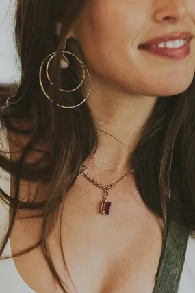 Double Hoop Earrings - Pink Opal