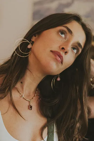 Double Hoop Earrings - Pink Opal
