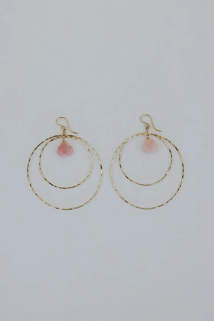 Double Hoop Earrings - Pink Opal