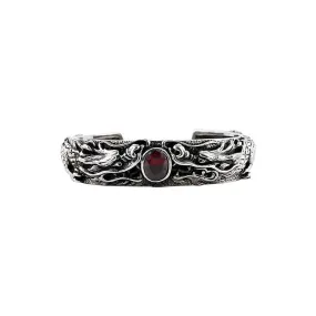 Dragon Mens Sterling Silver Cuff Bracelet