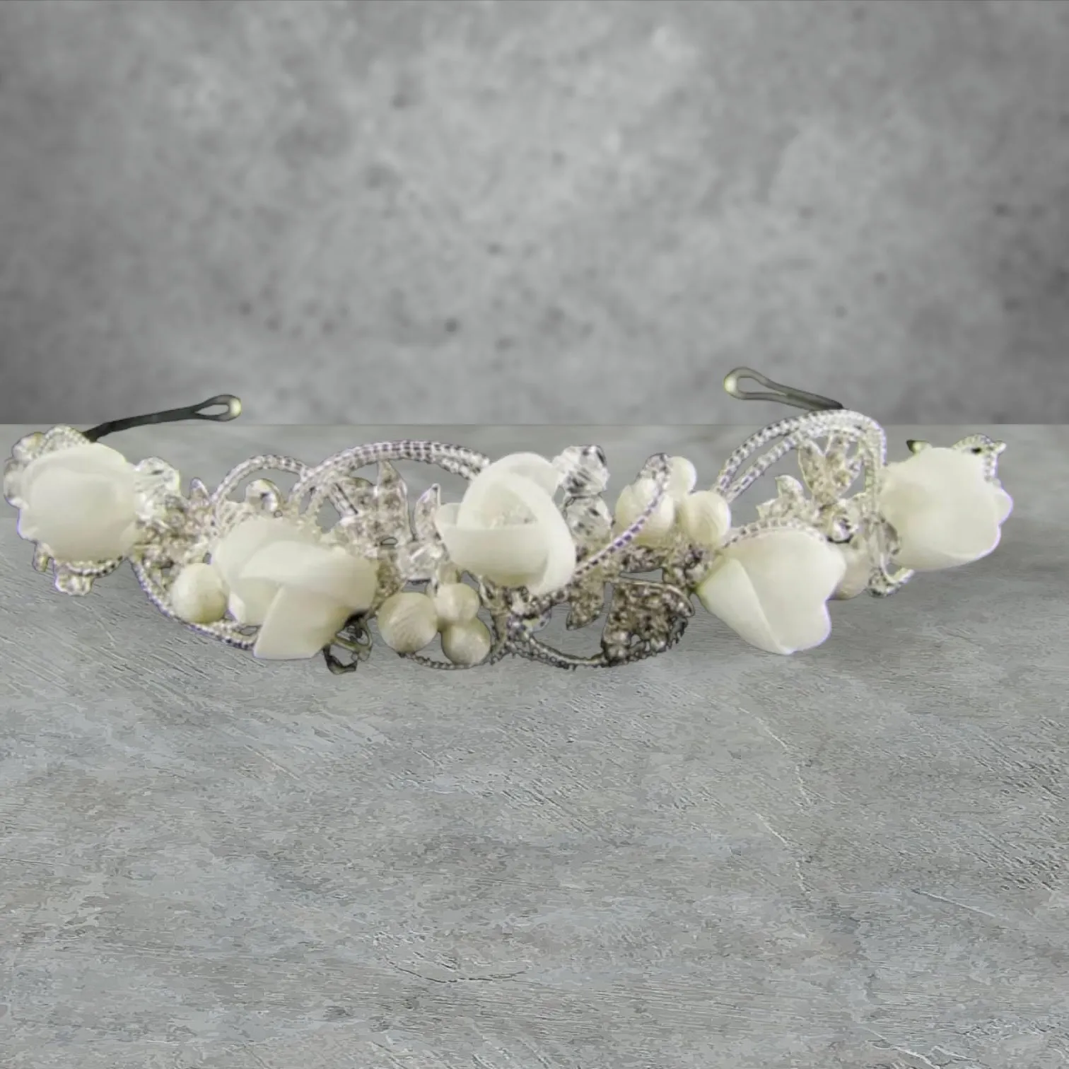 Emmanuel - Pearl Crystal Tiara Silver