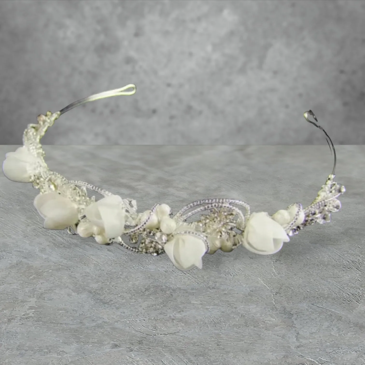 Emmanuel - Pearl Crystal Tiara Silver
