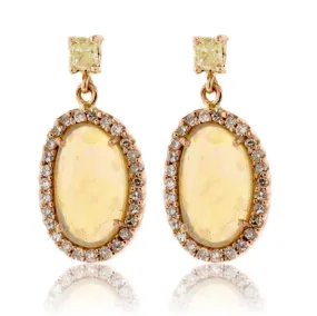 Ethiopian Opal & Yellow Diamond Stud Earrings
