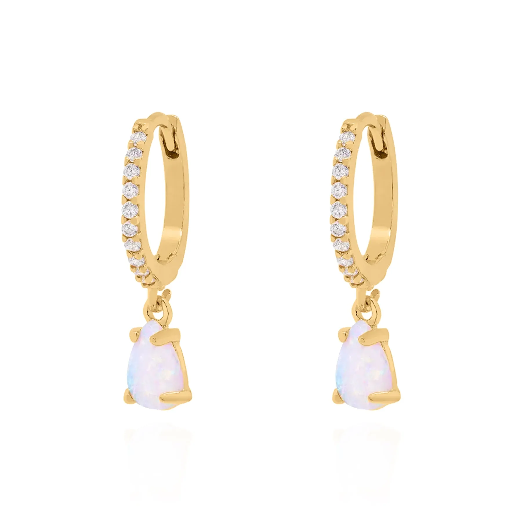 Eva Opal Charm Drop Huggies | 18k Gold Plated