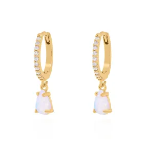 Eva Opal Charm Drop Huggies | 18k Gold Plated