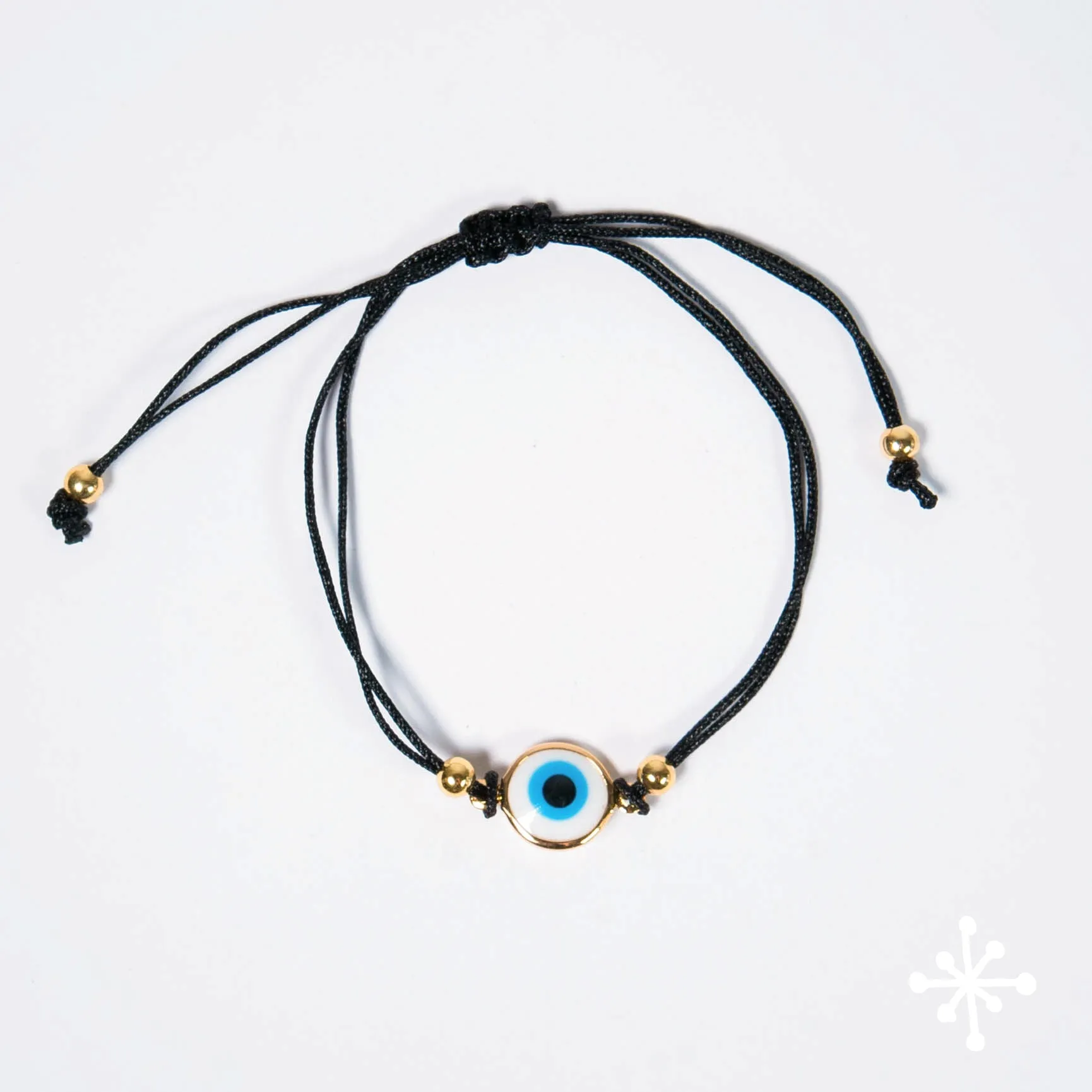 Evil Eye Bracelet Cord with Gold Beads