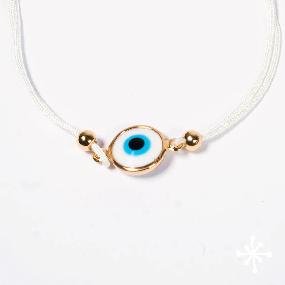 Evil Eye Bracelet Cord with Gold Beads