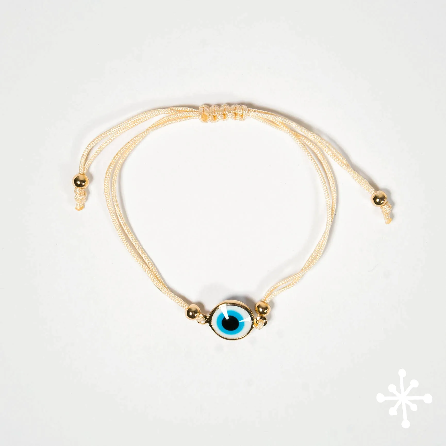 Evil Eye Bracelet Cord with Gold Beads