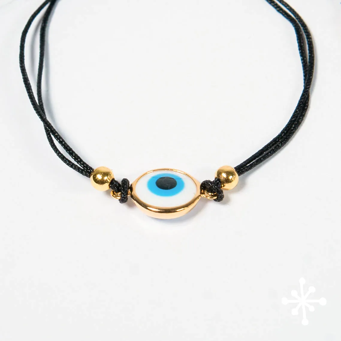 Evil Eye Bracelet Cord with Gold Beads