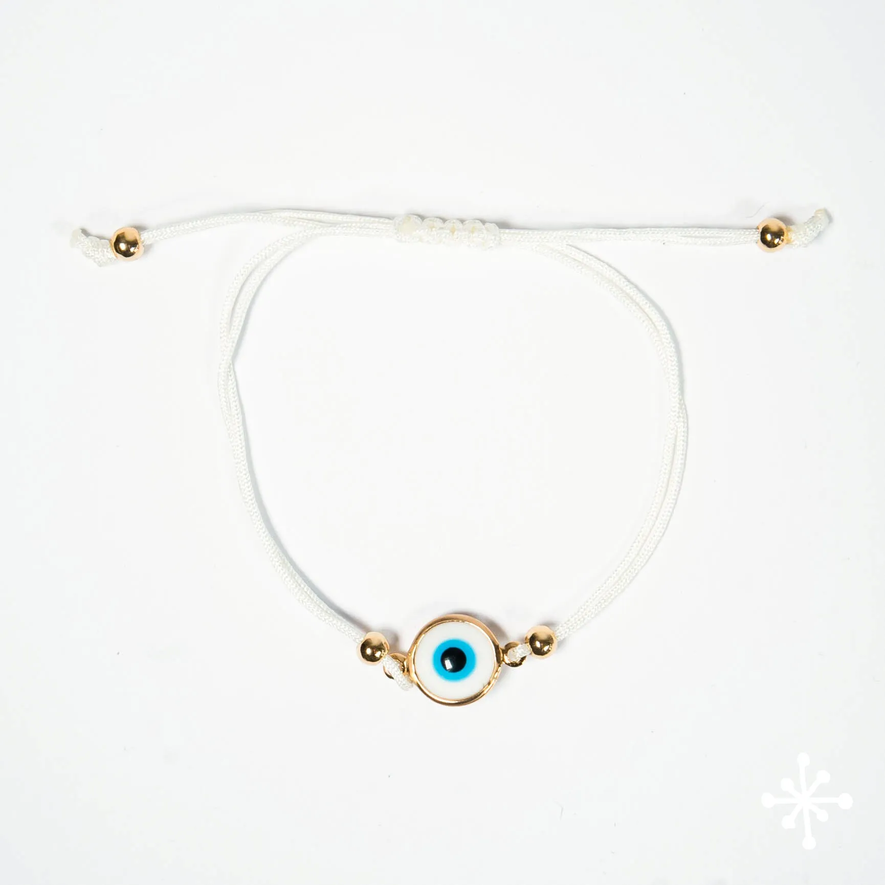 Evil Eye Bracelet Cord with Gold Beads