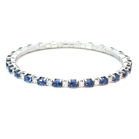 Ex-Tensible™ Oval Blue Sapphire & Round Diamond Stretch Tennis Bracelet