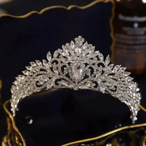 Exquisite Luxury Silver Tone Crystal Tiara-Bridal-Wedding Hair Accessory-Quinceanera-Crown
