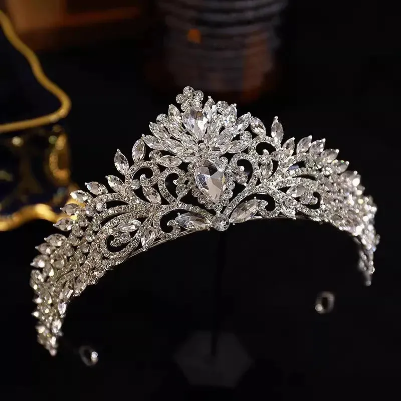 Exquisite Luxury Silver Tone Crystal Tiara-Bridal-Wedding Hair Accessory-Quinceanera-Crown
