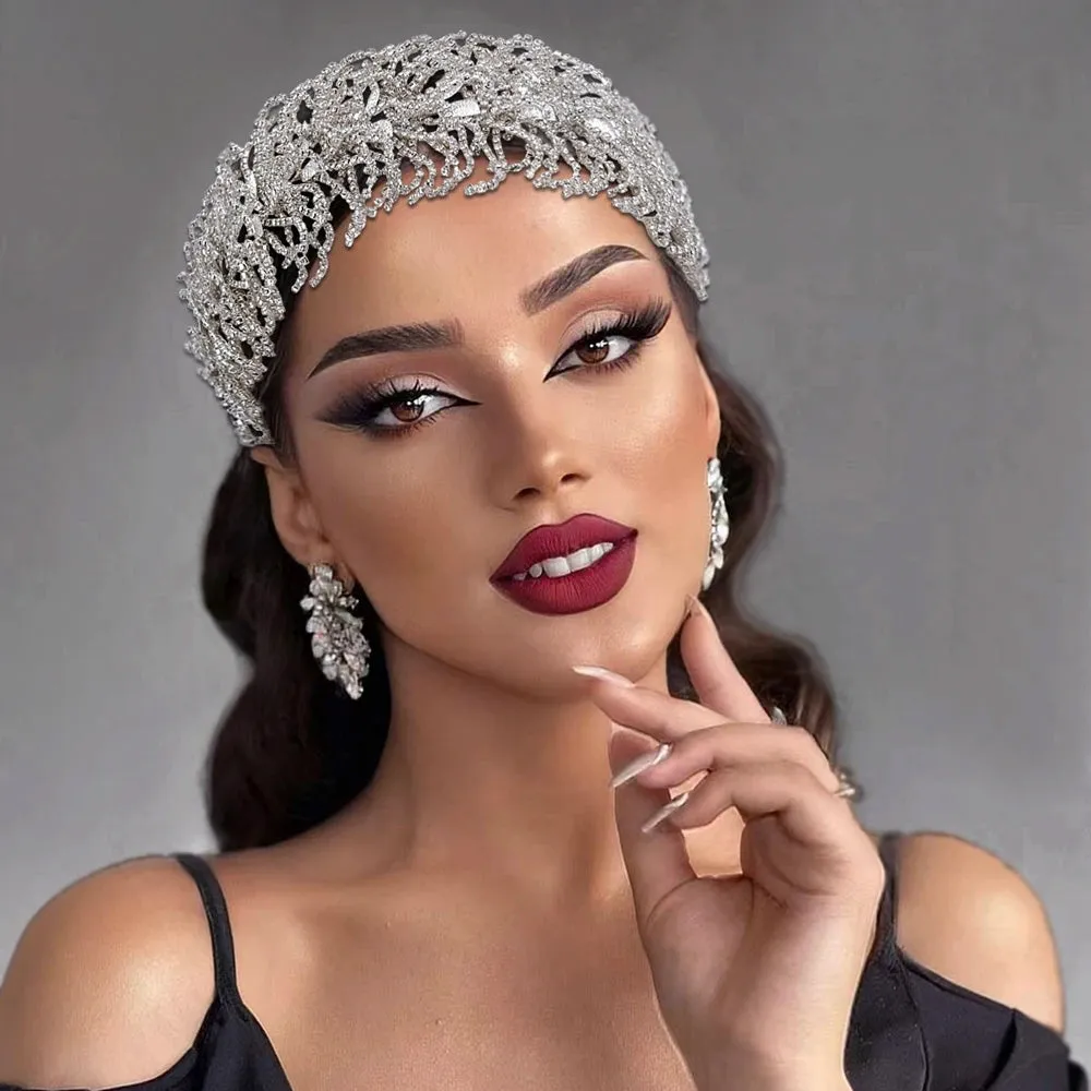 Exquisite Rhinestone Alloy Leaf Wedding Tiara Headband