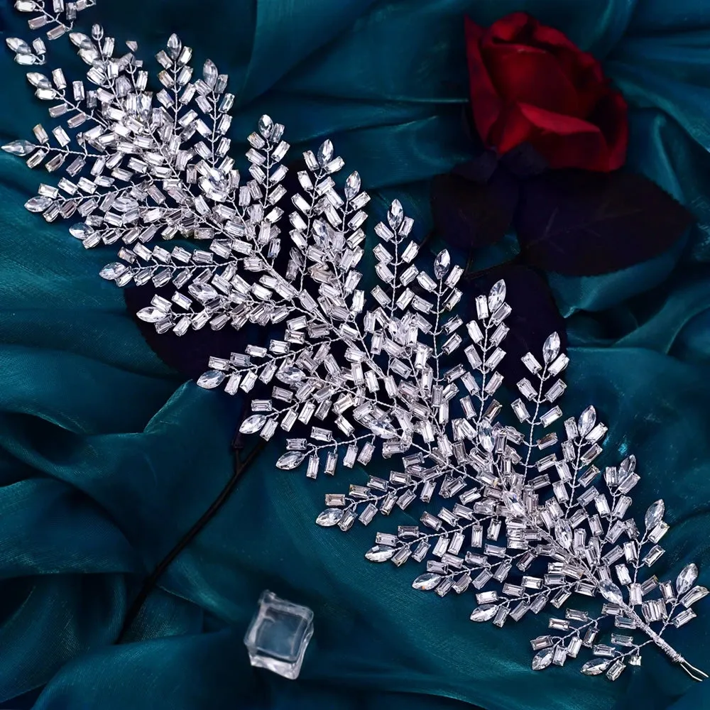 Exquisite Rhinestone Alloy Leaf Wedding Tiara Headband