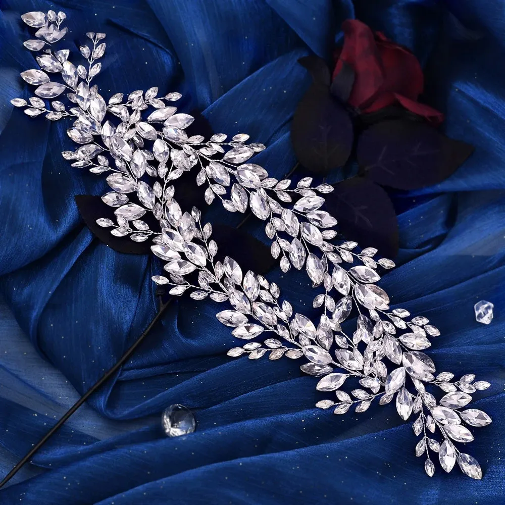 Exquisite Rhinestone Alloy Leaf Wedding Tiara Headband