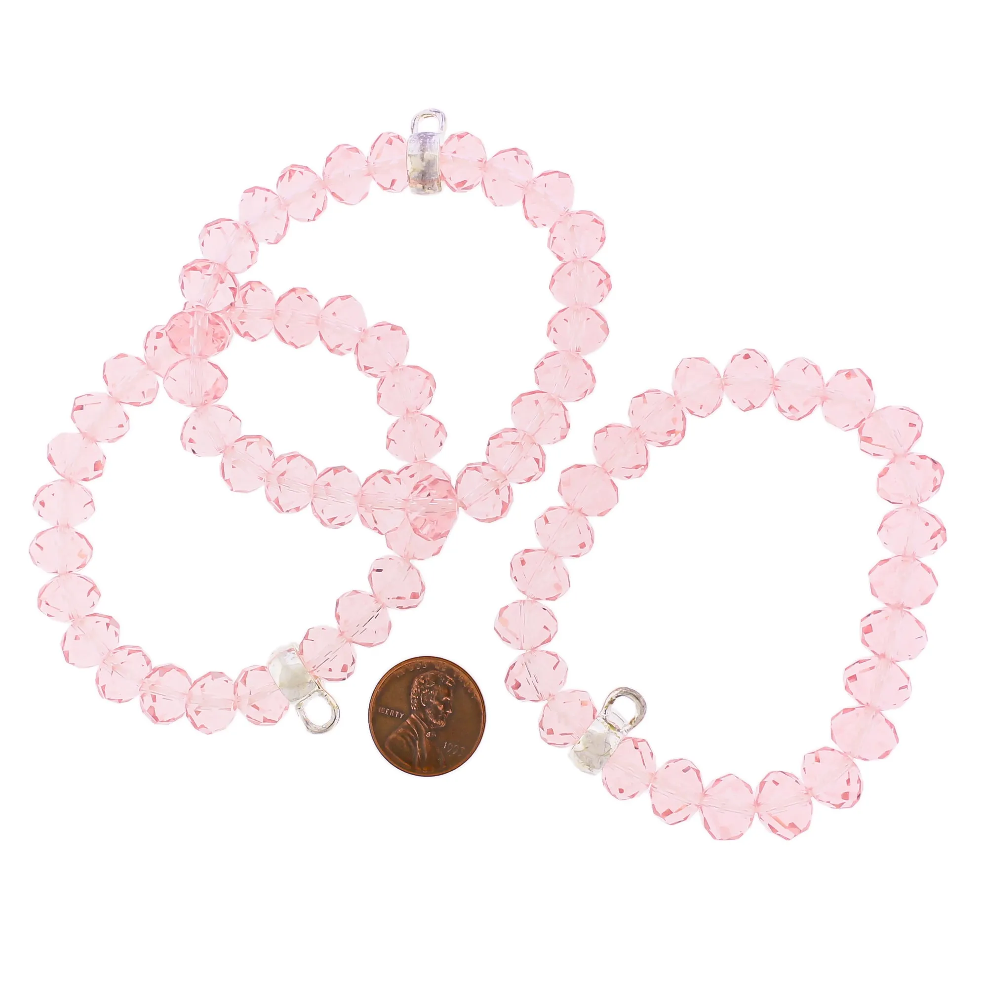 Faceted Glass Bead Bracelet 51mm - Petal Pink - 1 Bracelet - BB166