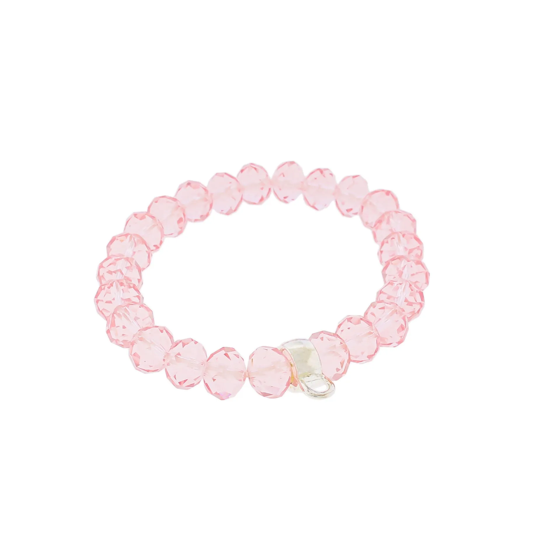 Faceted Glass Bead Bracelet 51mm - Petal Pink - 1 Bracelet - BB166