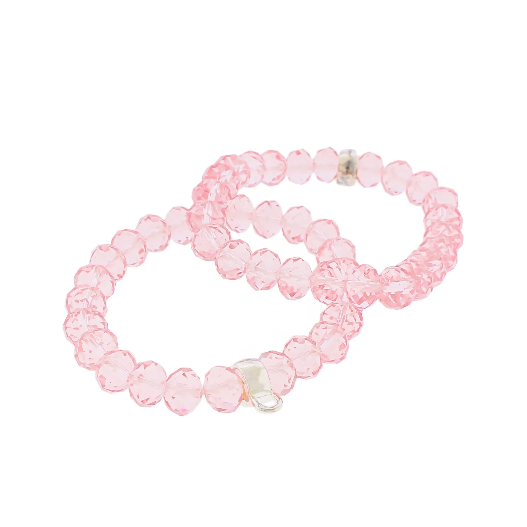 Faceted Glass Bead Bracelet 51mm - Petal Pink - 1 Bracelet - BB166
