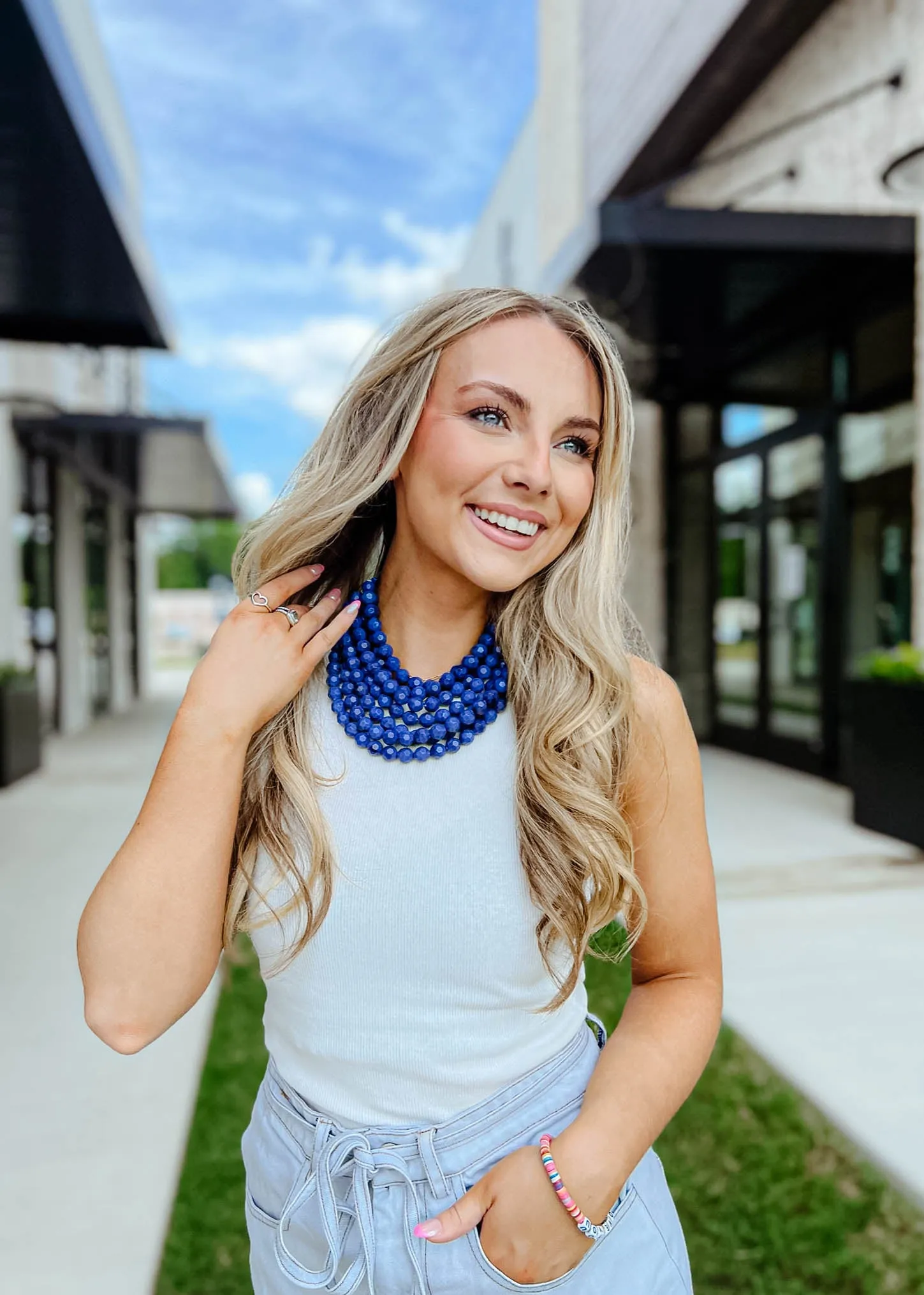 Faceted Marble Bead Necklace