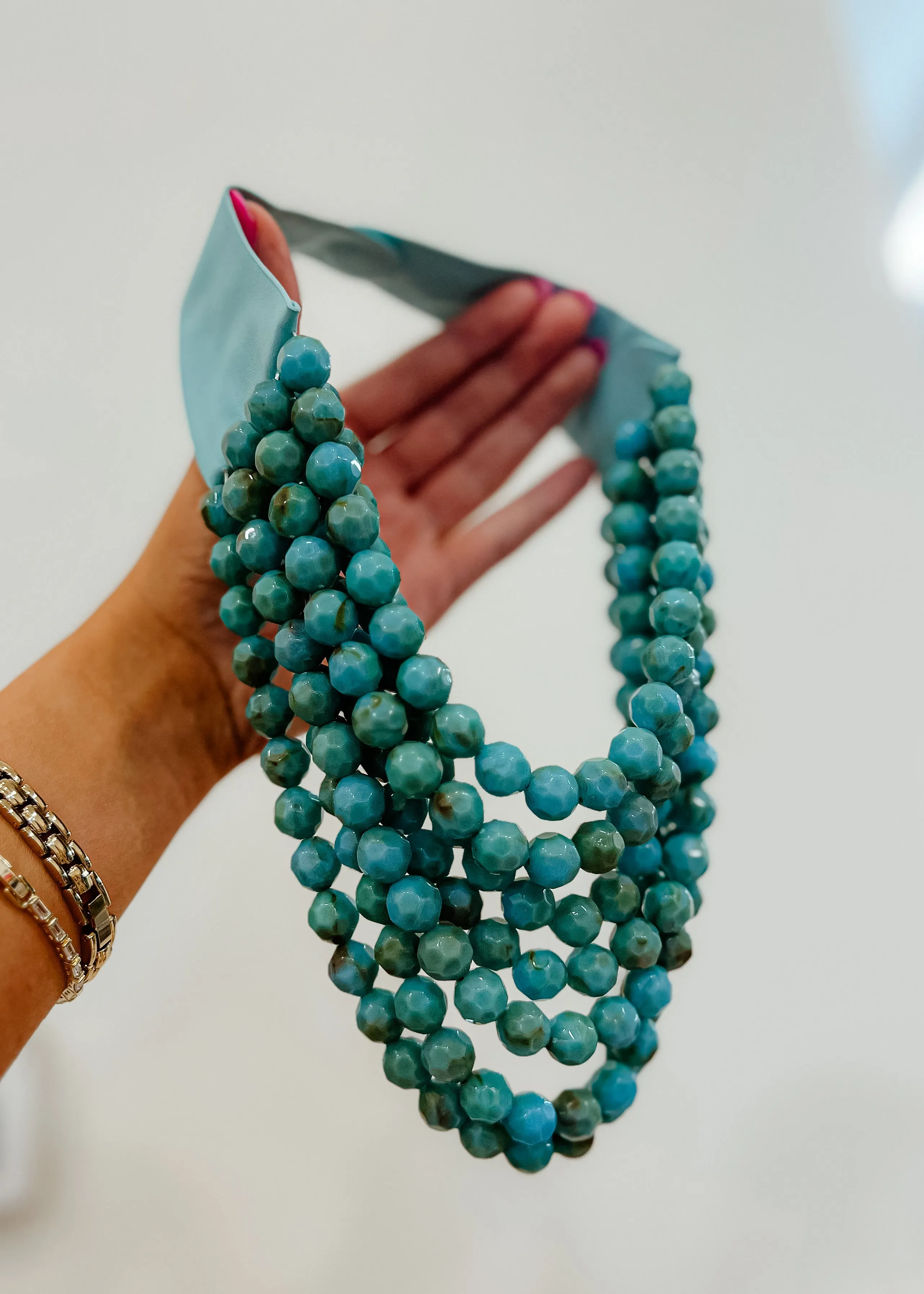 Faceted Marble Bead Necklace