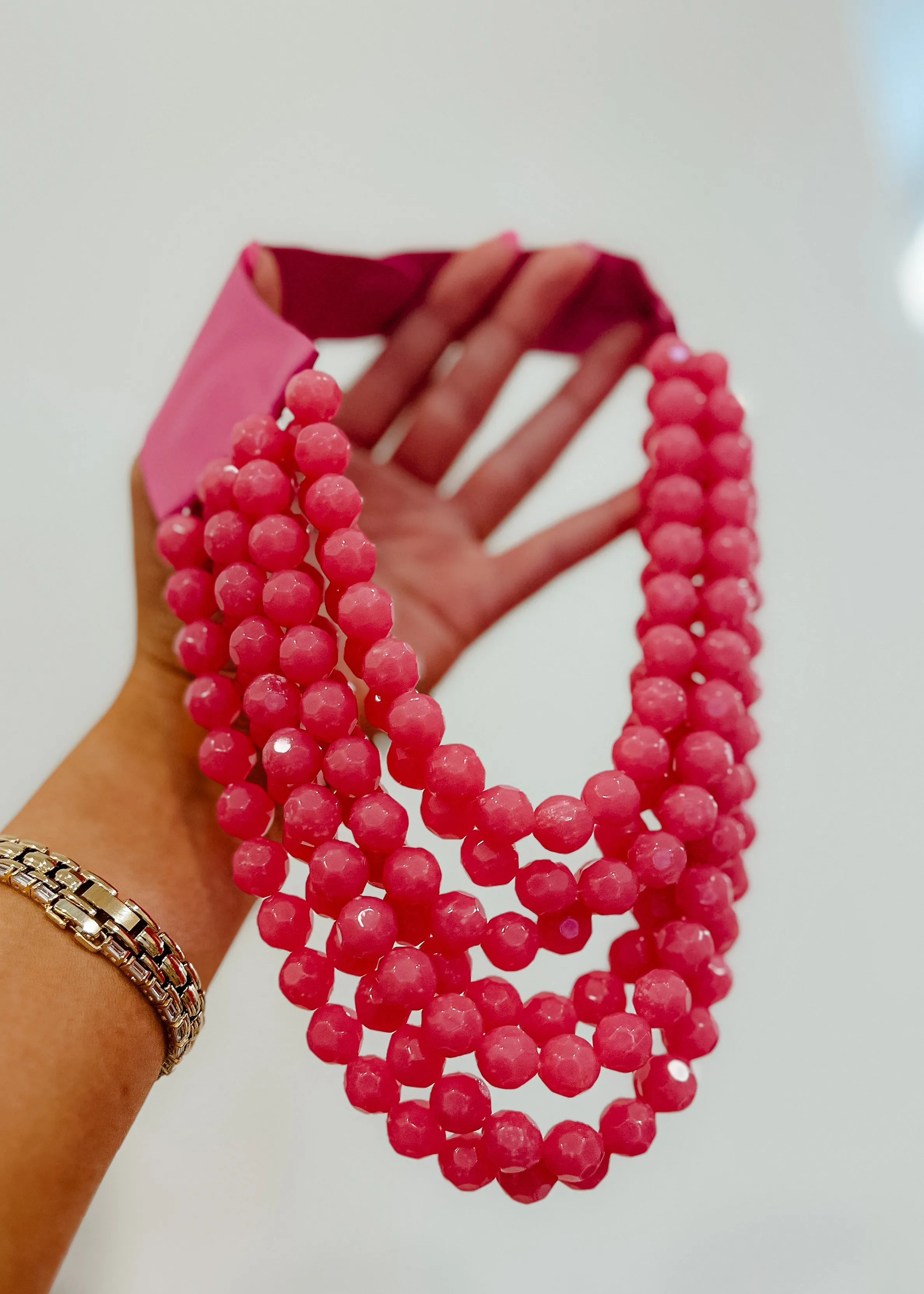 Faceted Marble Bead Necklace