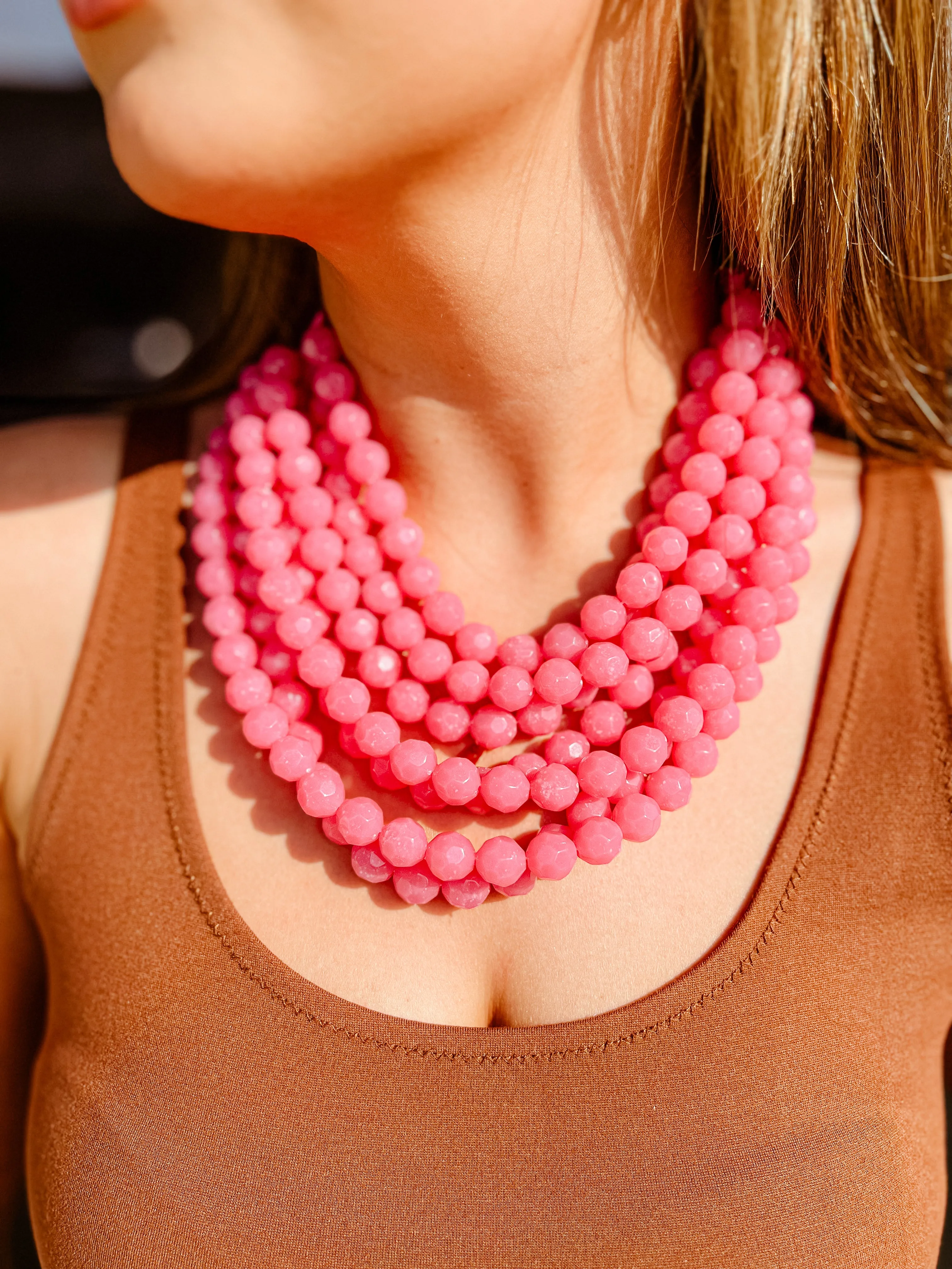 Faceted Marble Bead Necklace