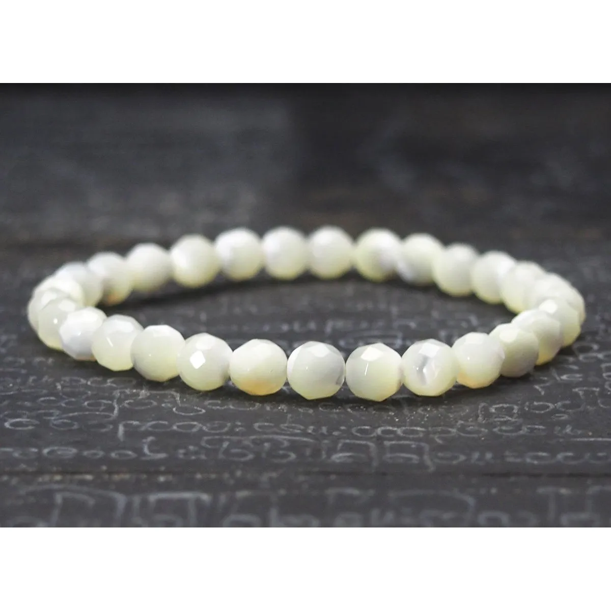 Faceted Mother of Pearl Stretch Bracelet