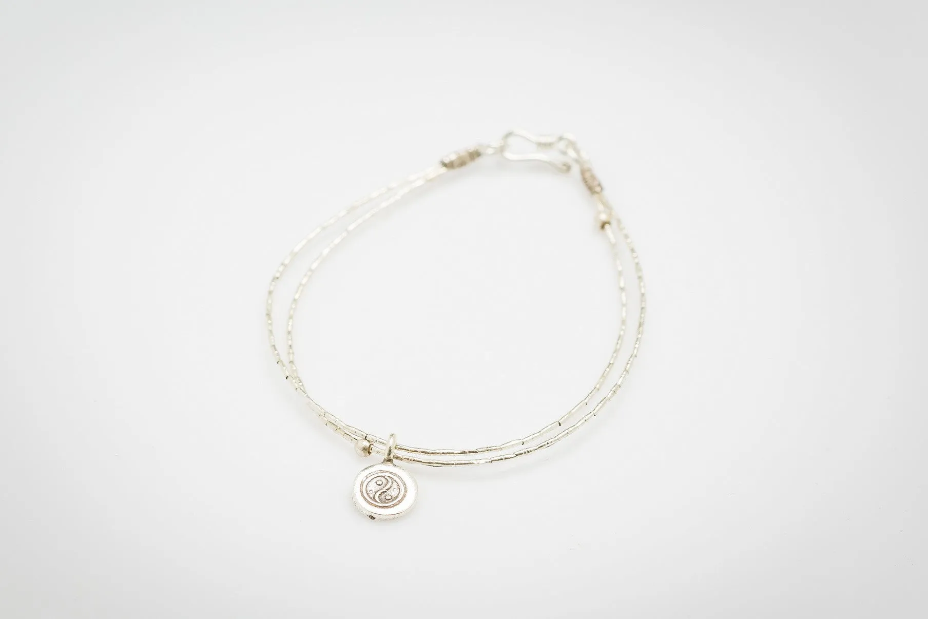 Fair Trade Thai Hill Tribe Silver Bracelet with Yin Yang Charm