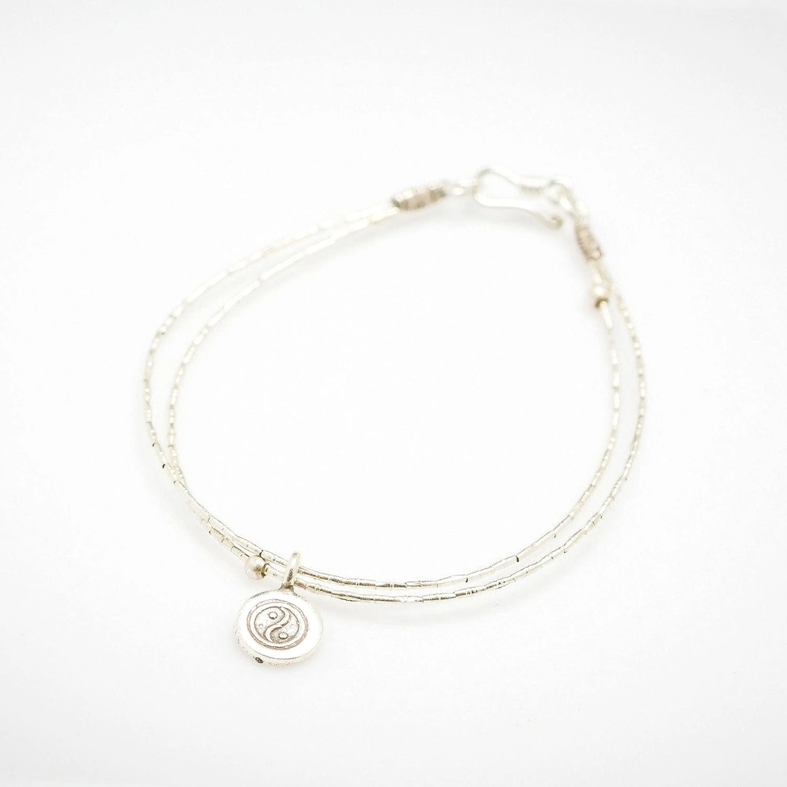 Fair Trade Thai Hill Tribe Silver Bracelet with Yin Yang Charm