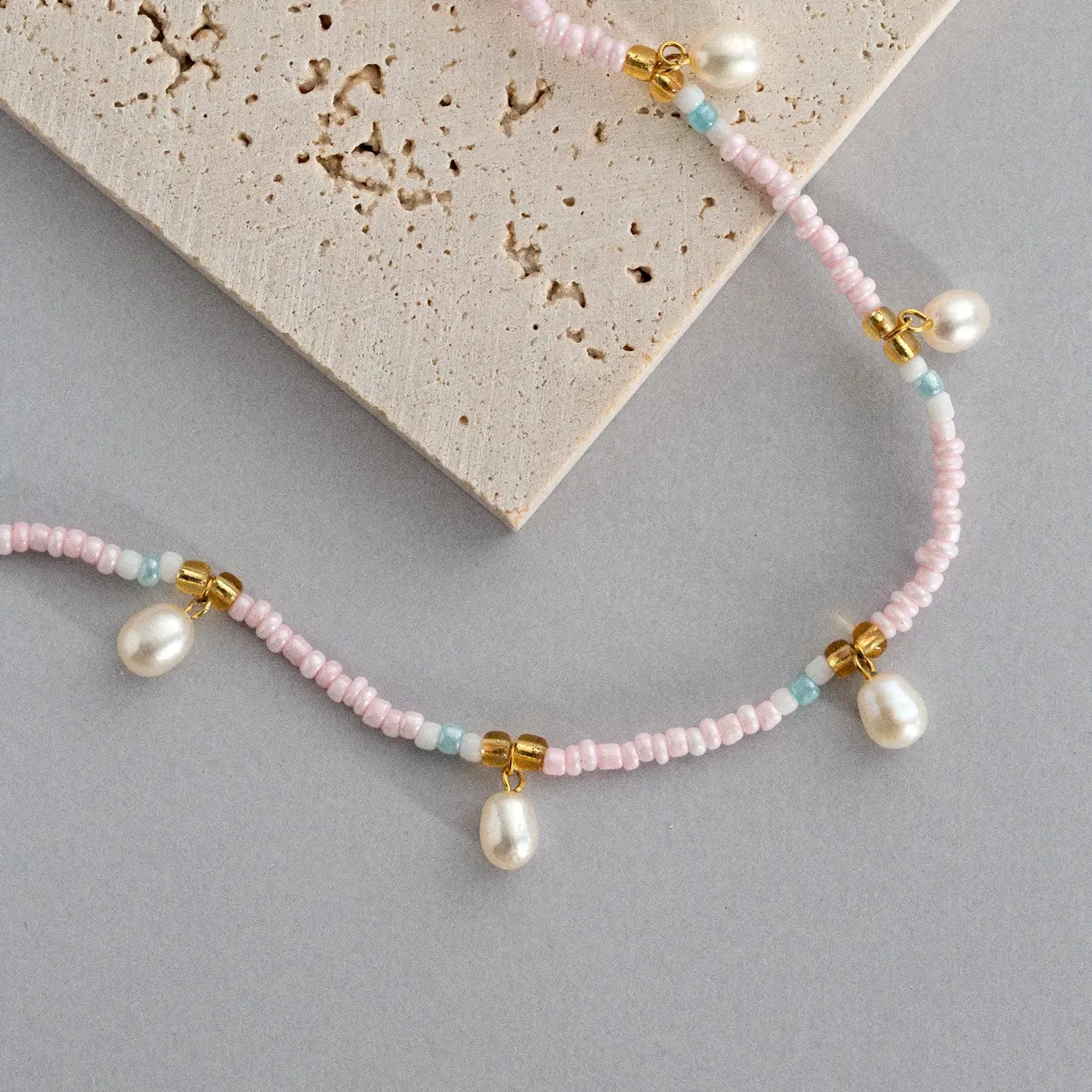 Fanny - Pearl and Colorful Bead Summer Necklace